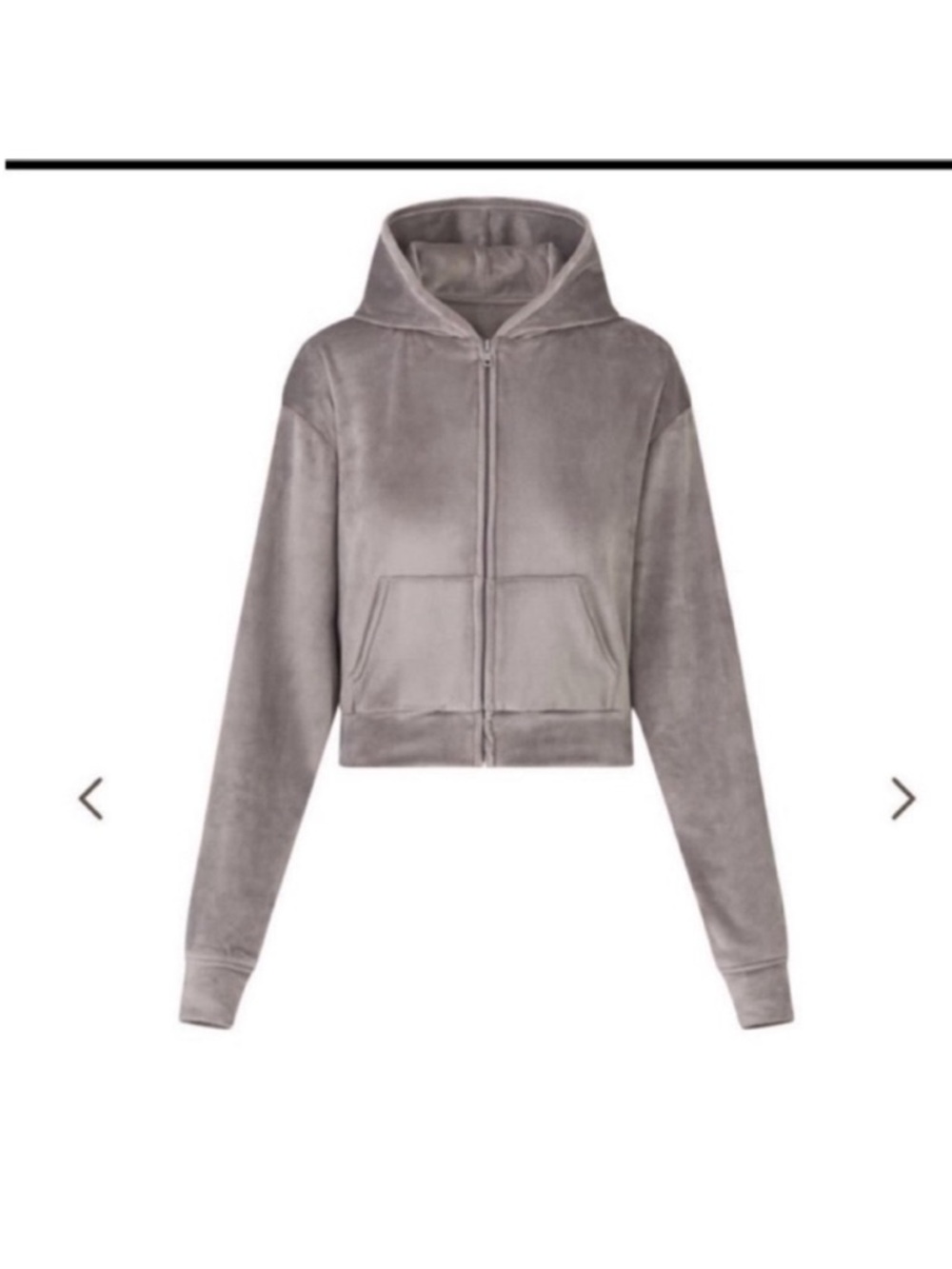 Skims Velour Cropped Hoodie Grey Size 2XL